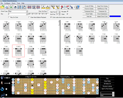 Screen shot of Guitar Chord Finder Program